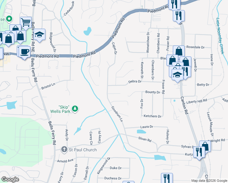 map of restaurants, bars, coffee shops, grocery stores, and more near 465 Windol Ct in Marietta