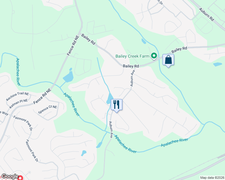 map of restaurants, bars, coffee shops, grocery stores, and more near 1278 Austin Thomas Drive in Dacula