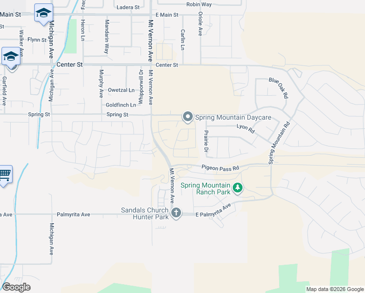 map of restaurants, bars, coffee shops, grocery stores, and more near 7689 Terra Manor Street in Riverside
