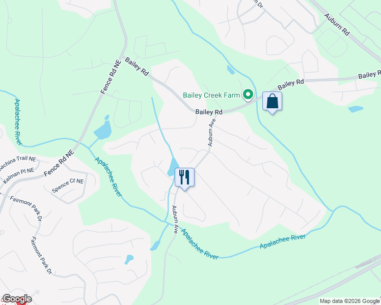 map of restaurants, bars, coffee shops, grocery stores, and more near 1228 Austin Thomas Drive in Dacula