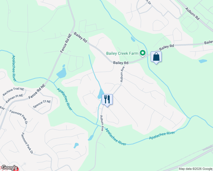 map of restaurants, bars, coffee shops, grocery stores, and more near 1278 Austin Thomas Drive in Dacula
