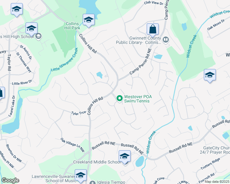 map of restaurants, bars, coffee shops, grocery stores, and more near 1931 Abinger Way in Lawrenceville