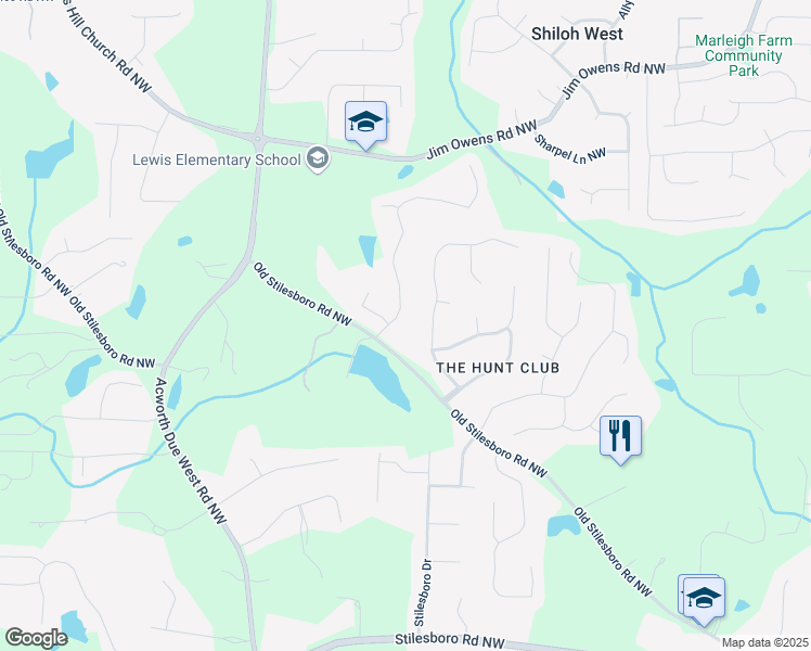 map of restaurants, bars, coffee shops, grocery stores, and more near 3953 Lorien Way Northwest in Kennesaw