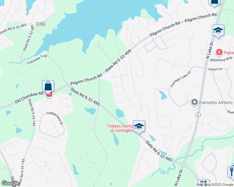 map of restaurants, bars, coffee shops, grocery stores, and more near 124 Misty Green Court in Lexington