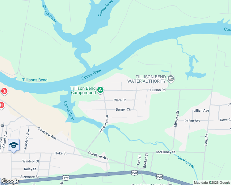 map of restaurants, bars, coffee shops, grocery stores, and more near 1315 Tillison Road in Gadsden