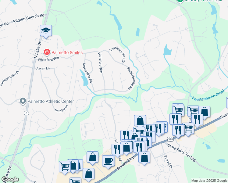 map of restaurants, bars, coffee shops, grocery stores, and more near 349 Saddlebrooke Road in Lexington