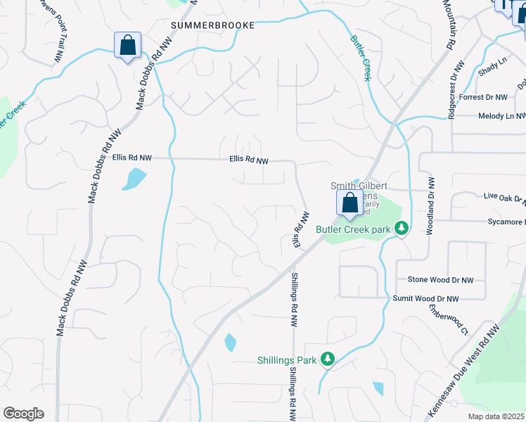 map of restaurants, bars, coffee shops, grocery stores, and more near 2921 Wickford Drive Northwest in Kennesaw
