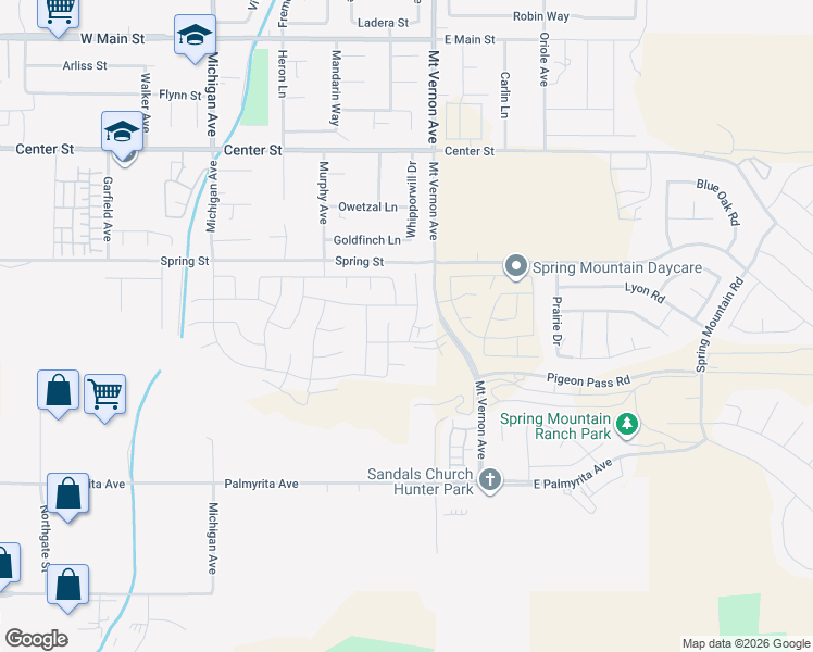map of restaurants, bars, coffee shops, grocery stores, and more near 675 Mount Vernon Avenue in Riverside