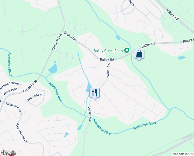 map of restaurants, bars, coffee shops, grocery stores, and more near 1249 Austin Thomas Dr in Dacula