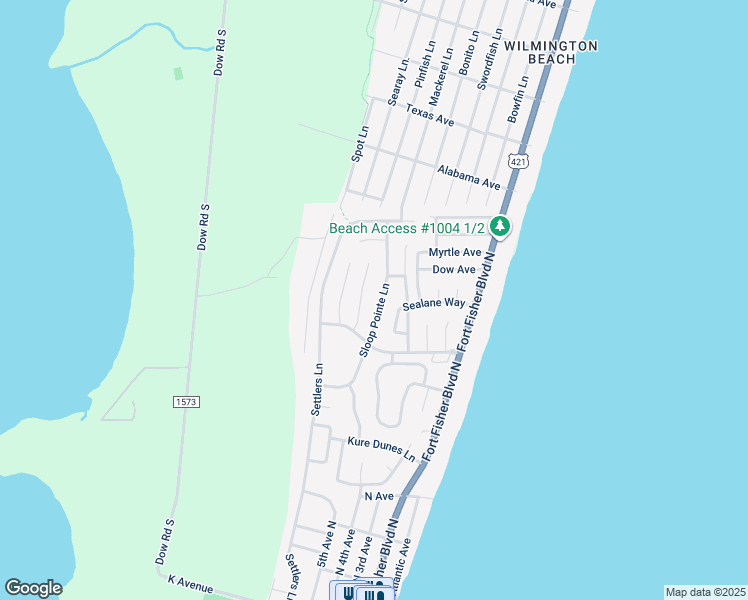 map of restaurants, bars, coffee shops, grocery stores, and more near 733 Sloop Pointe Lane in Kure Beach