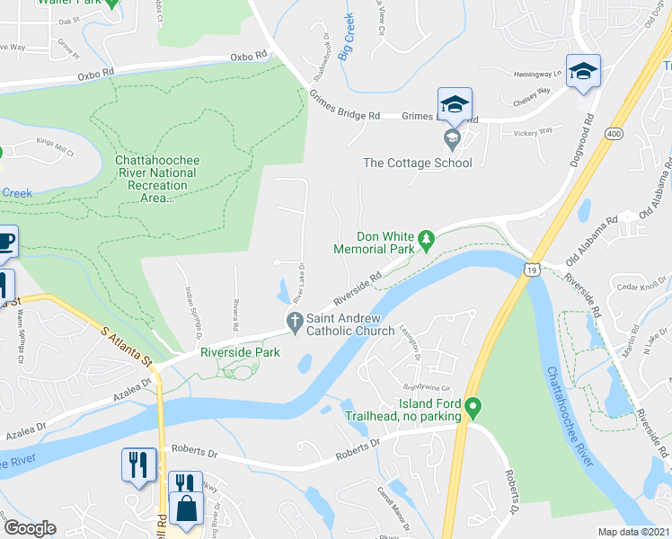 map of restaurants, bars, coffee shops, grocery stores, and more near 1002 Taimen Drive in Roswell