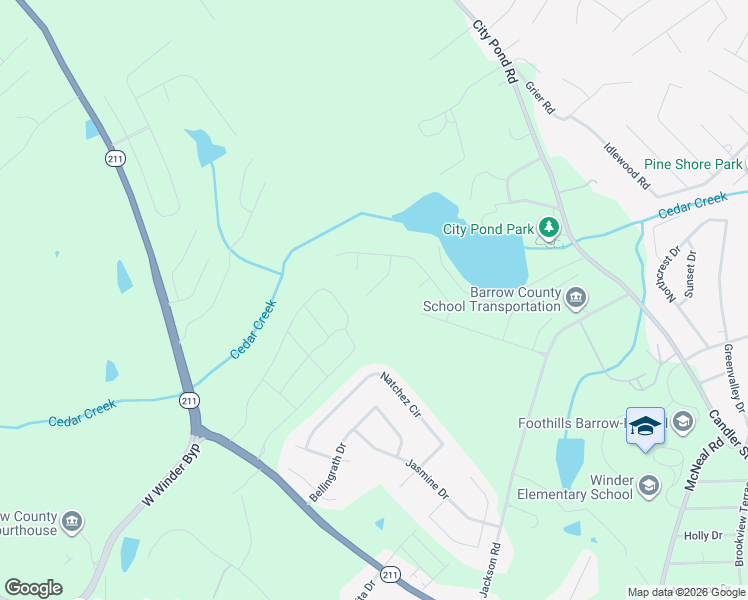 map of restaurants, bars, coffee shops, grocery stores, and more near 462 Flyway Lane in Winder