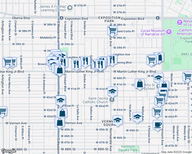map of restaurants, bars, coffee shops, grocery stores, and more near 4021 Halldale Avenue in Los Angeles