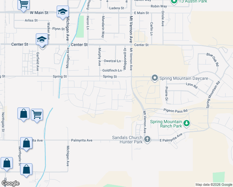 map of restaurants, bars, coffee shops, grocery stores, and more near 675 Mount Vernon Avenue in Riverside