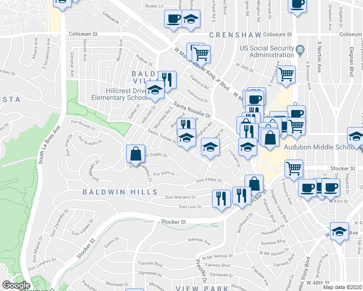 map of restaurants, bars, coffee shops, grocery stores, and more near 4108 Santo Tomas Drive in Los Angeles