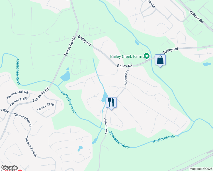 map of restaurants, bars, coffee shops, grocery stores, and more near 1278 Austin Thomas Drive in Dacula