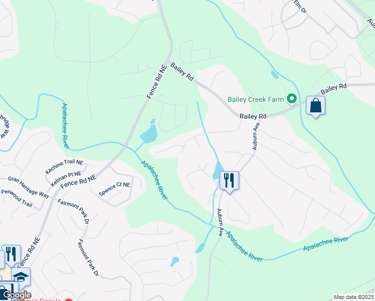 map of restaurants, bars, coffee shops, grocery stores, and more near 3085 Willow Park Drive Northeast in Dacula