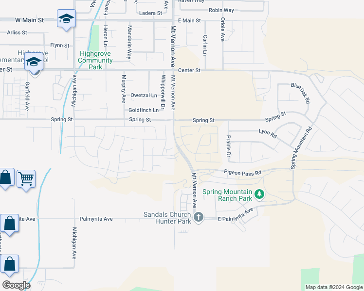map of restaurants, bars, coffee shops, grocery stores, and more near 20049 Lemonscent Drive in Riverside