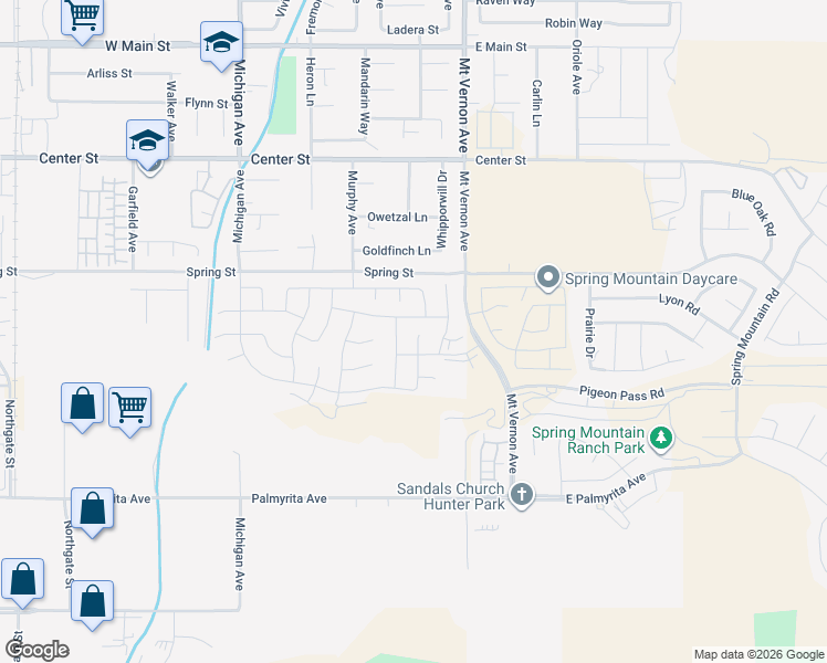 map of restaurants, bars, coffee shops, grocery stores, and more near 675 Mount Vernon Avenue in Riverside