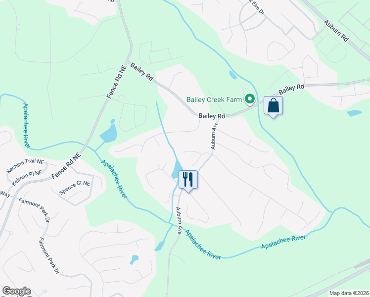 map of restaurants, bars, coffee shops, grocery stores, and more near 1259 Austin Thomas Drive in Dacula