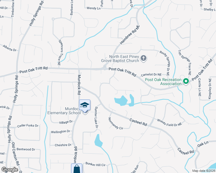 map of restaurants, bars, coffee shops, grocery stores, and more near 3141 Casteel Road in Marietta