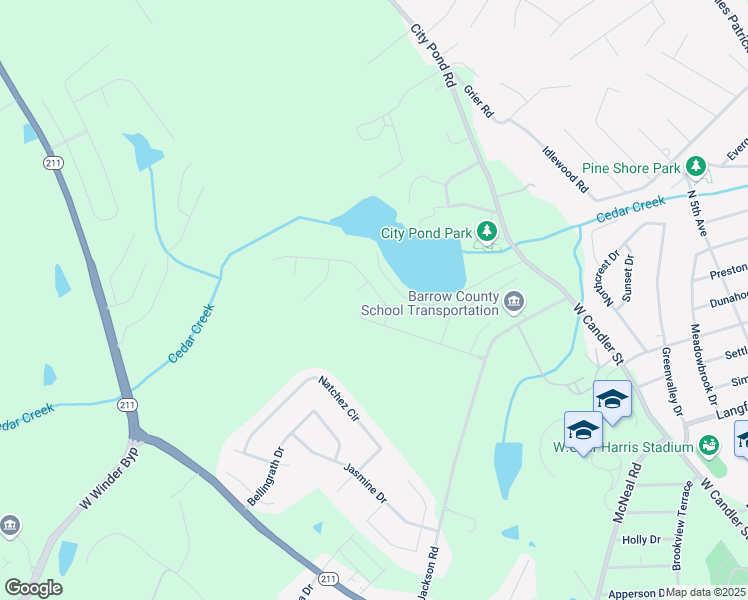 map of restaurants, bars, coffee shops, grocery stores, and more near 612 Teal Drive in Winder