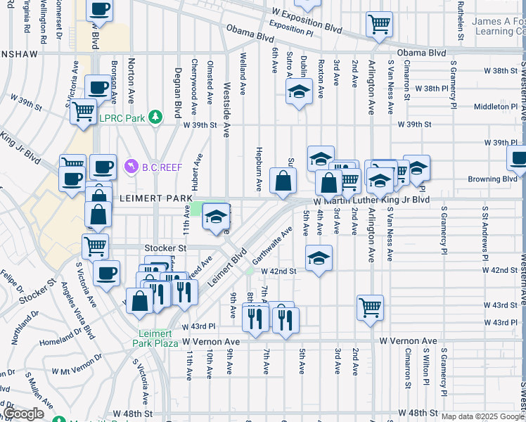 map of restaurants, bars, coffee shops, grocery stores, and more near 4068 Creed Avenue in Los Angeles