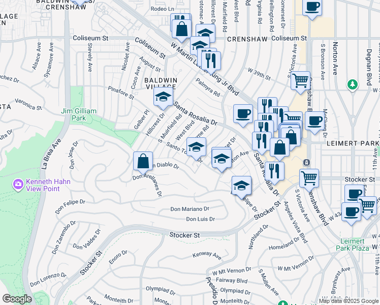map of restaurants, bars, coffee shops, grocery stores, and more near 4121 Santo Tomas Drive in Los Angeles