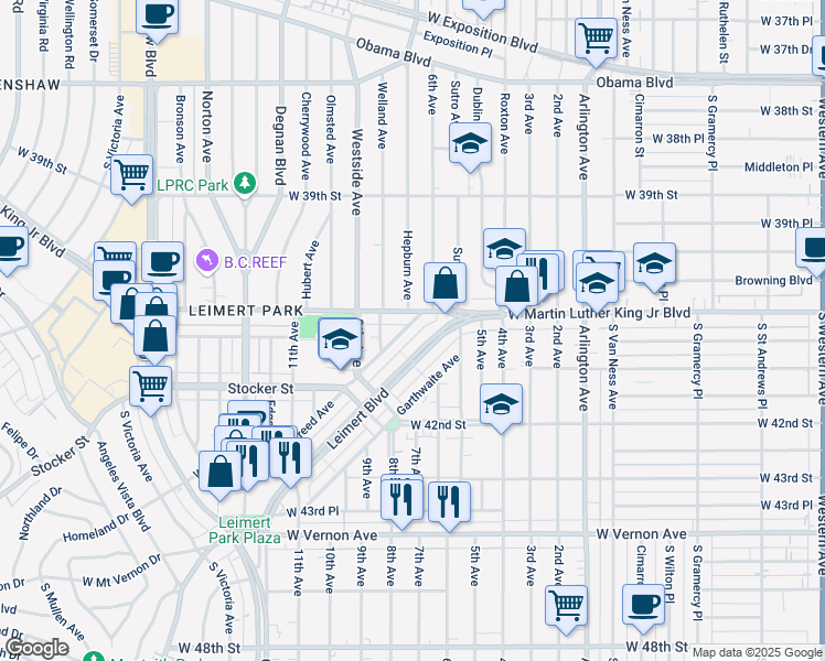 map of restaurants, bars, coffee shops, grocery stores, and more near 4068 Creed Avenue in Los Angeles