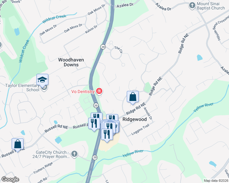 map of restaurants, bars, coffee shops, grocery stores, and more near 701 Sacketts Court in Lawrenceville