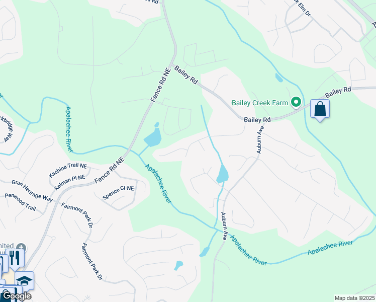 map of restaurants, bars, coffee shops, grocery stores, and more near 3085 Willow Park Drive Northeast in Dacula