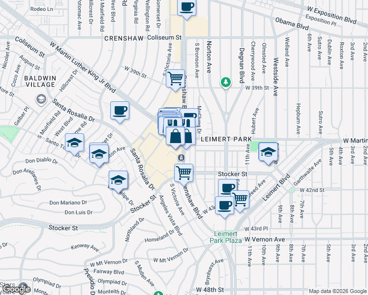 map of restaurants, bars, coffee shops, grocery stores, and more near in Los Angeles