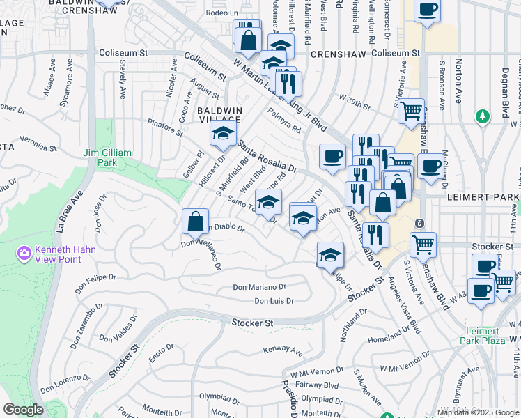 map of restaurants, bars, coffee shops, grocery stores, and more near 4121 Santo Tomas Drive in Los Angeles