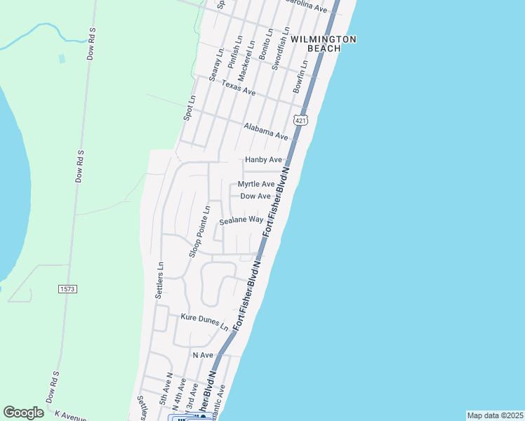 map of restaurants, bars, coffee shops, grocery stores, and more near 110 Seaward Court in Kure Beach
