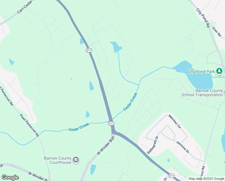 map of restaurants, bars, coffee shops, grocery stores, and more near Stillwood Drive in Winder