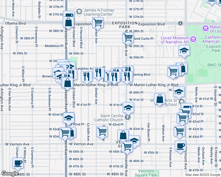 map of restaurants, bars, coffee shops, grocery stores, and more near in Los Angeles
