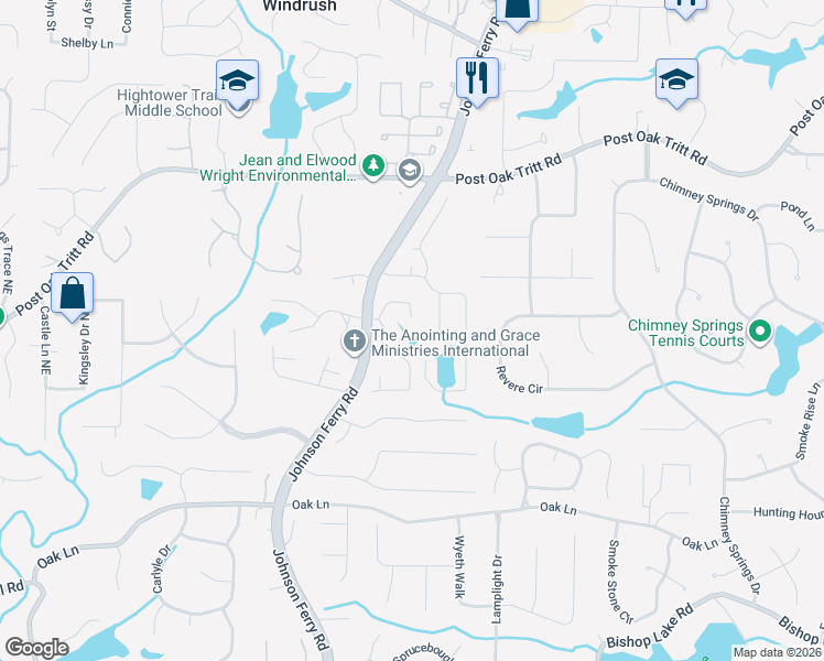 map of restaurants, bars, coffee shops, grocery stores, and more near 4036 Regency Lake Trail in Marietta