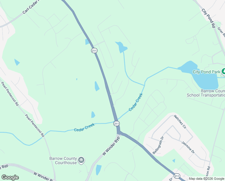 map of restaurants, bars, coffee shops, grocery stores, and more near Highpoint Circle in Winder