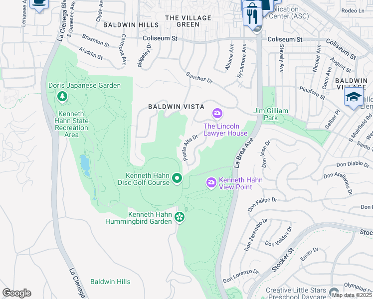 map of restaurants, bars, coffee shops, grocery stores, and more near 4116 Punta Alta Drive in Los Angeles