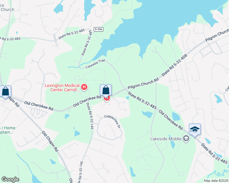 map of restaurants, bars, coffee shops, grocery stores, and more near 704 Old Cherokee Road in Lexington