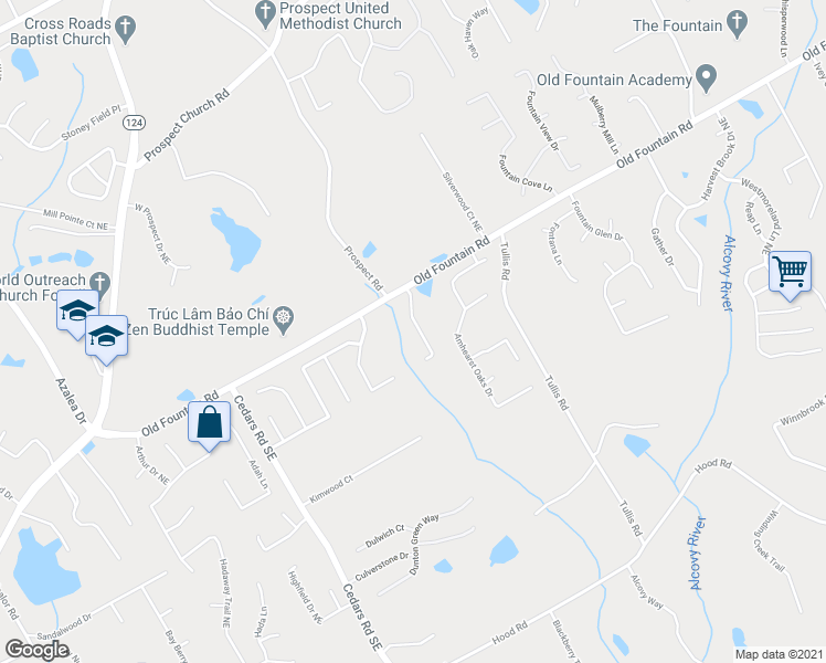 map of restaurants, bars, coffee shops, grocery stores, and more near 1090 Fountain Head Lane in Lawrenceville