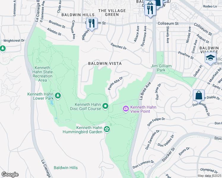 map of restaurants, bars, coffee shops, grocery stores, and more near 4116 Punta Alta Drive in Los Angeles