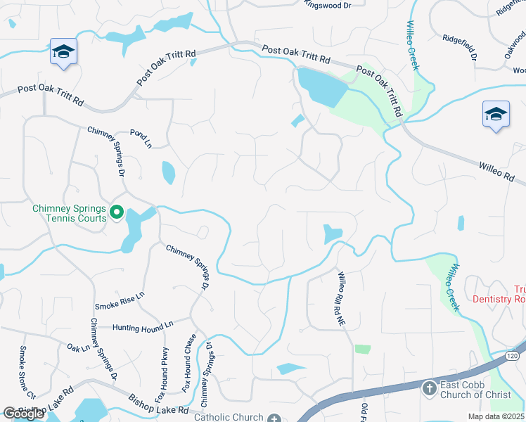 map of restaurants, bars, coffee shops, grocery stores, and more near 2249 Hill Creek Way in Marietta