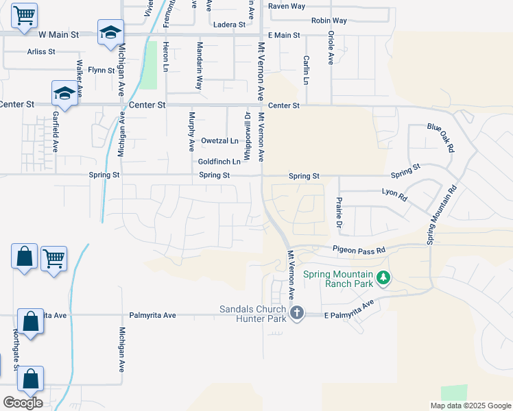 map of restaurants, bars, coffee shops, grocery stores, and more near 7608 Citrusmoon Court in Riverside