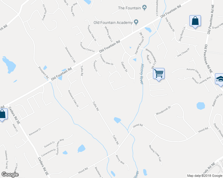 map of restaurants, bars, coffee shops, grocery stores, and more near 1000 Fountain Glen Drive in Lawrenceville