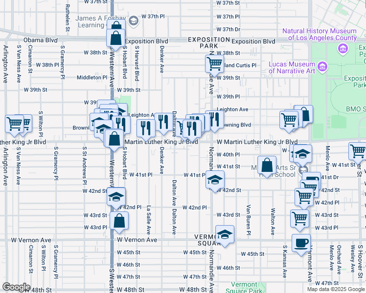 map of restaurants, bars, coffee shops, grocery stores, and more near in Los Angeles