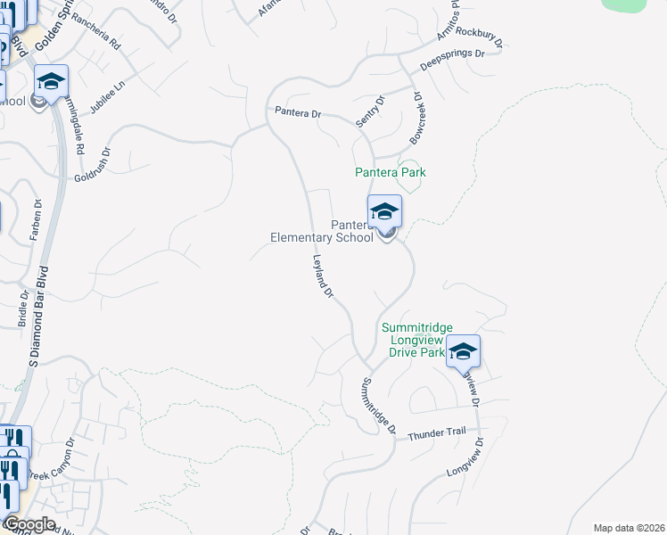 map of restaurants, bars, coffee shops, grocery stores, and more near 824 Leyland Drive in Diamond Bar