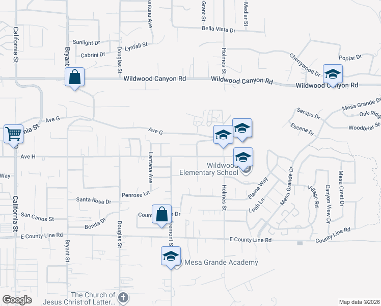 map of restaurants, bars, coffee shops, grocery stores, and more near 35789 Damascus Street in Yucaipa