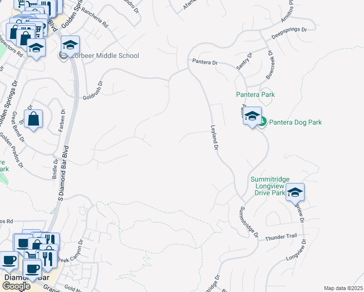 map of restaurants, bars, coffee shops, grocery stores, and more near 24115 Benfield Place in Diamond Bar