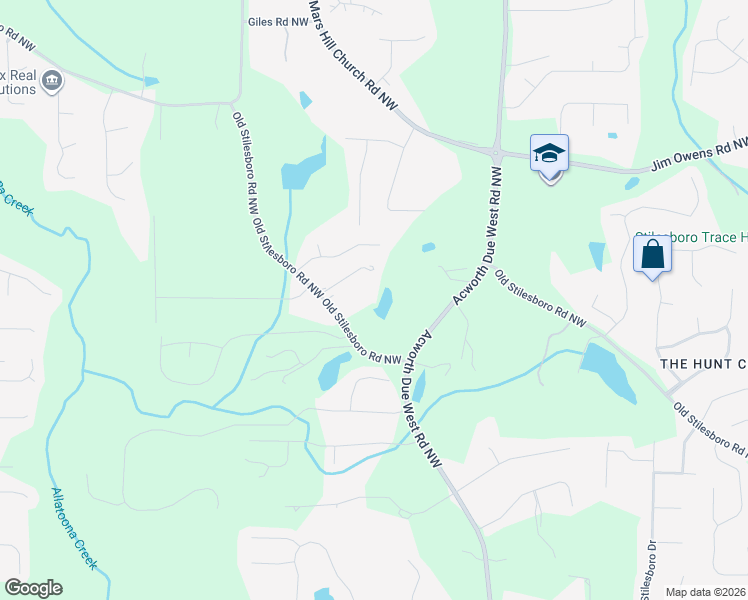 map of restaurants, bars, coffee shops, grocery stores, and more near 4520 Old Stilesboro Road Northwest in Acworth